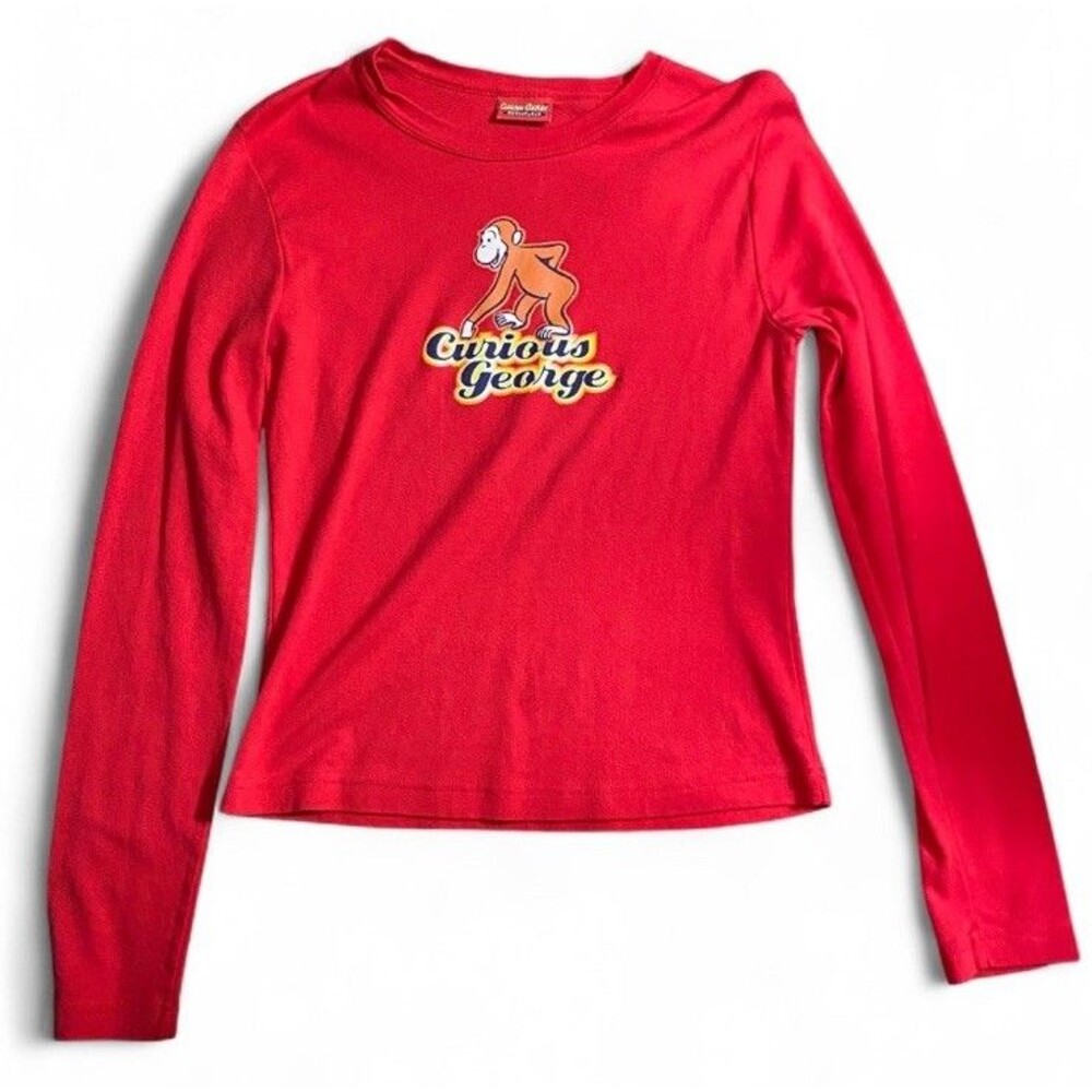VTG Curious George Adventures Youth M Women’s S Long Sleeve Glitter Baby Tee